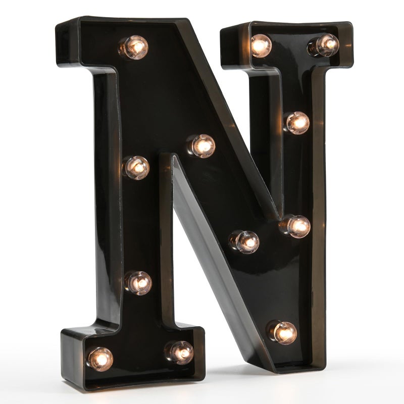 OYCBUZO Light Up Black Alphabet Marquee Letters Sign LED Marquee Number Lights Sign for Night Light Home Bar Christmas Lamp Birthday Party Wedding Decoration N - Image 1